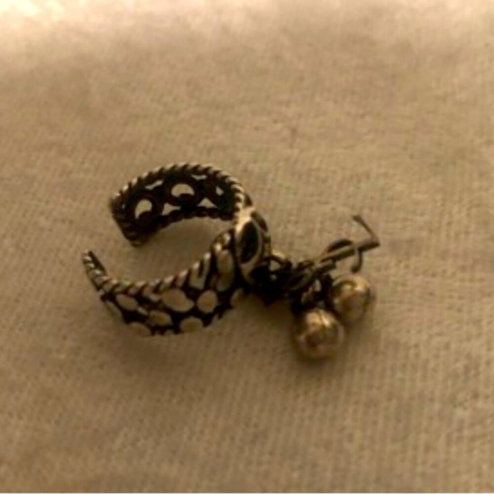 NWT Saint Laurent Folk Phalanx Silver YSL Logo Hanging Bell Ring Size 6 $345.00